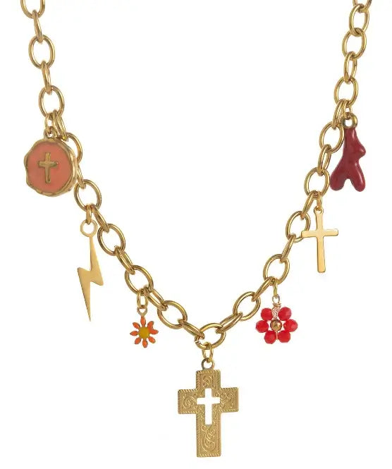 Collier amulettes dorées