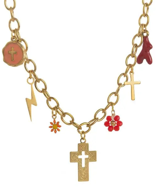 Collier amulettes dorées