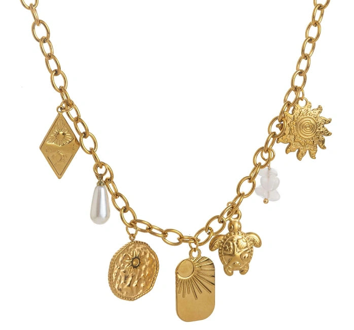 Collier talismans dorés